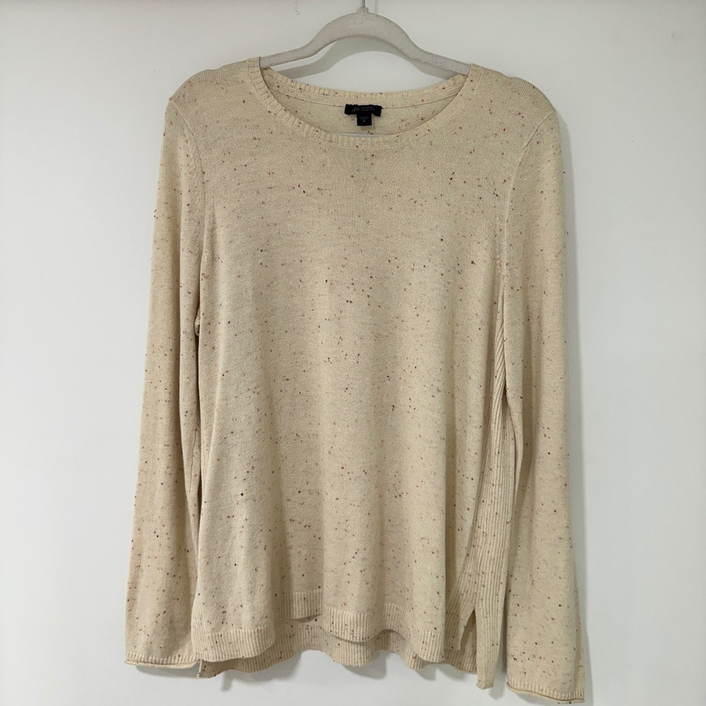 J. Jill Wearever Confetti Speckled Sweater Womens M Cream Knit | Classic Core